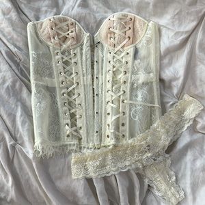 Adore Me White Corset w Panty